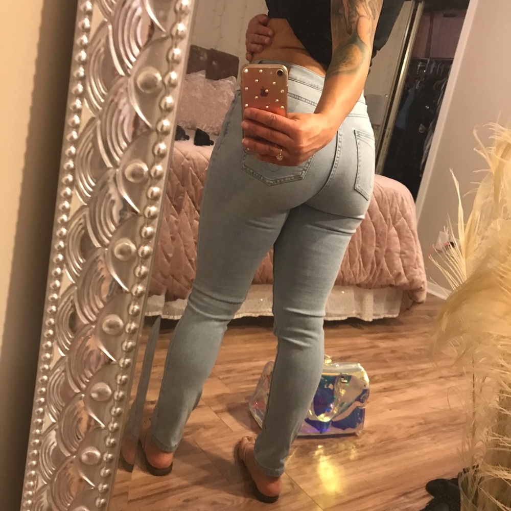 Calvin Klein high rise distressed jeans